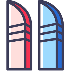 Curved Building Pair Icon, curved,building