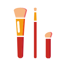 Red Cosmetic Brushes Icon, cosmetics,brushes,red