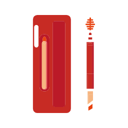 Red Cosmetic Case and Brush Icon, cosmetics,case,brush