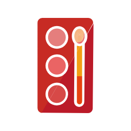 Red Cosmetic Circles and Brush Icon, cosmetics,circles,brush