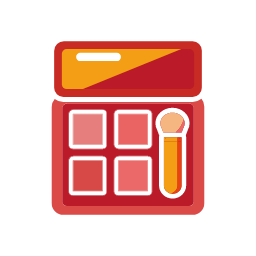 Red Cosmetic Grid and Brush Icon, cosmetics,grid,brush