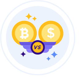 Bitcoin vs Dollar Icon, Bitcoin vs Dollar,comparison