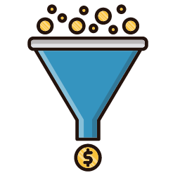 Funnel with Coins Icon, funnel,coins,finance