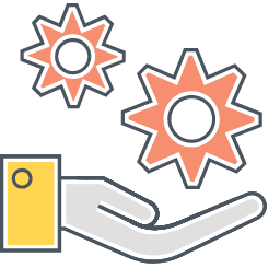Support Services Icon with Gears and Document Icon, support services,gears,document