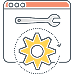 Website Optimization Icon with Browser and Gear Icon, website optimization,browser,gear