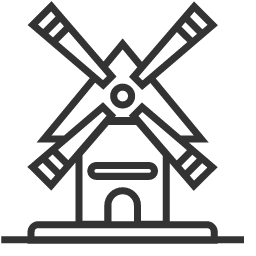 Windmill House Building Icon, windmill house,traditional architecture