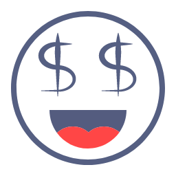 Money - minded Emot Icon, money - minded,dollar signs