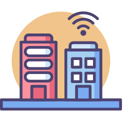 Smart Buildings Icon, smart buildings,buildings,wifi