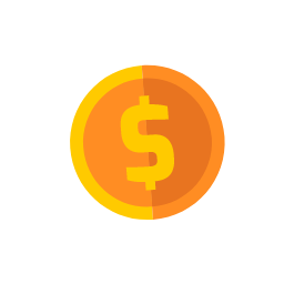 Orange Coin with Dollar Sign Icon, coin,money