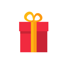 Red Gift Box with Yellow Ribbon Icon, gift,present