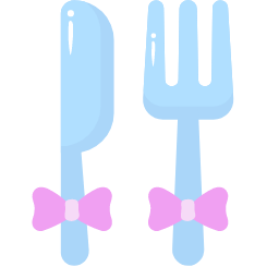 Eating Utensils with Bows Icon, eating,utensils,bow