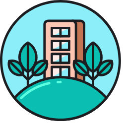 Sustainable Community Icon, sustainable community,building,trees