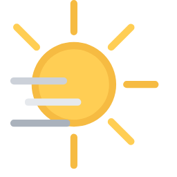 Sunny with Wind Icon, sunny,wind,weather