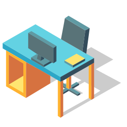 Isometric Computer Desk Icon, computer desk,office