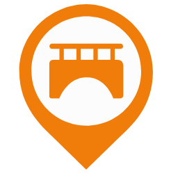 Bridge Map Marker (Orange Outline) Icon, bridge,map marker