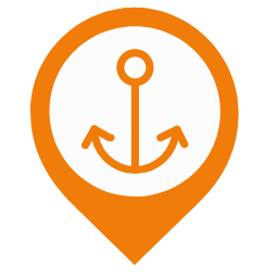 Ferry Map Marker (Orange Outline) Icon, ferry,map marker