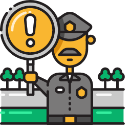Caution Sign with Officer Icon, caution,officer,warning