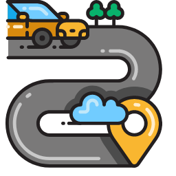 Driving Route with Car Icon, driving,route,car
