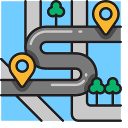Multiple Destinations (Road with Trees) Icon, multiple,destinations,road