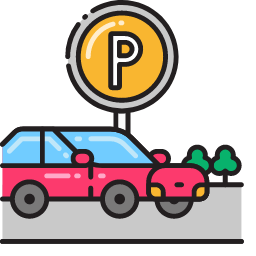 Parking with Car and 'P' Sign Icon, parking,car,P sign