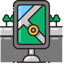Point of Interest (Map with Hammer) Icon, point of interest,map,hammer