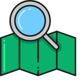 Search Map with Magnifying Glass Icon, search,map,magnifying glass