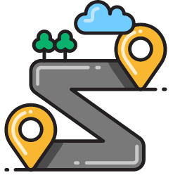 Sharp Bend with Marker Icon, sharp bend,marker,trees
