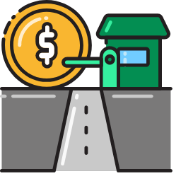 Toll Road with Building Icon, toll road,building,coins