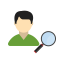 Find Male Profile Icon, find,magnifying glass,male profile