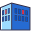 Blue Office Building Icon, blue,office