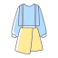 Light Blue Top and Yellow Skirt Icon, top and skirt,light blue,yellow skirt