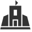 Building with Flag (filled, detailed) Icon, building,filled,flag