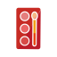 Red Cosmetic Circles and Brush Icon, brush,circles,cosmetics