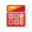Red Cosmetic Grid and Brush Icon, brush,cosmetics,grid