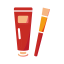 Red Cosmetic Tube and Brush Icon, brush,cosmetics,tube