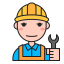 Worker Avatar Icon, hard hat,worker,wrench
