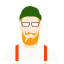Jed with Beard Icon, Jed,green hat,orange beard
