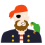 Pirate Character Icon, pirate,eye patch,parrot