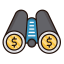 Binocular Icon, binoculars,dollar,monitoring