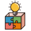 Box Solution Icon, light bulb,puzzle,solution