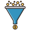 Funnel with Coins Icon, coins,finance,funnel
