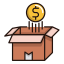 Money Coin Over Opened Box Icon, box,coin,money
