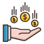 Money Flow Icon, coins,hand,money flow