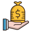 Profit Icon, hand,money bag,profit