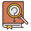 Research Icon, book,magnifying glass,research