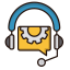 Tech Help Icon, gears,headset,tech help