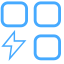 Differential Type Icon, differential type,boxes,lightning bolt