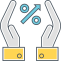 Interest Rates Icon, hands,interest rates,percentage