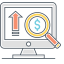 Monitoring Icon, dollar,magnifying glass,monitoring