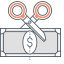 Taxes Icon, dollar bill,scissors,taxes
